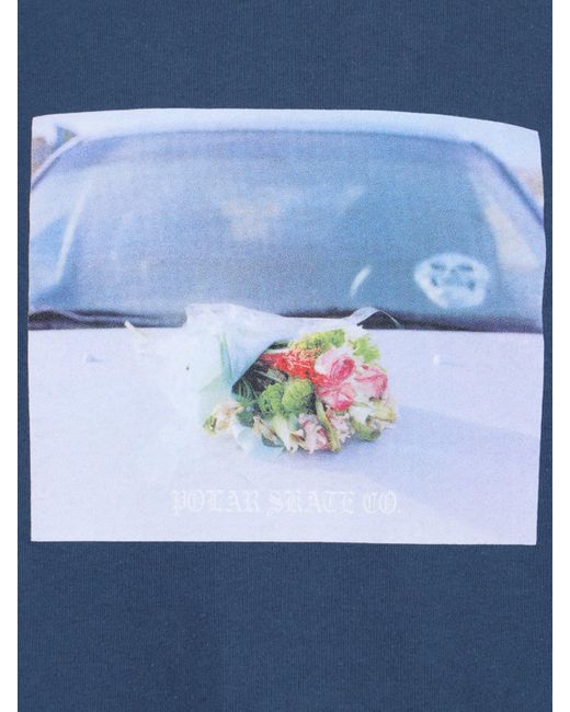 POLAR SKATE Blue 'dead Flowers' T-shirt for men