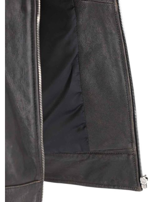 BERNER KUHL Gray Leather Zip Jacket for men