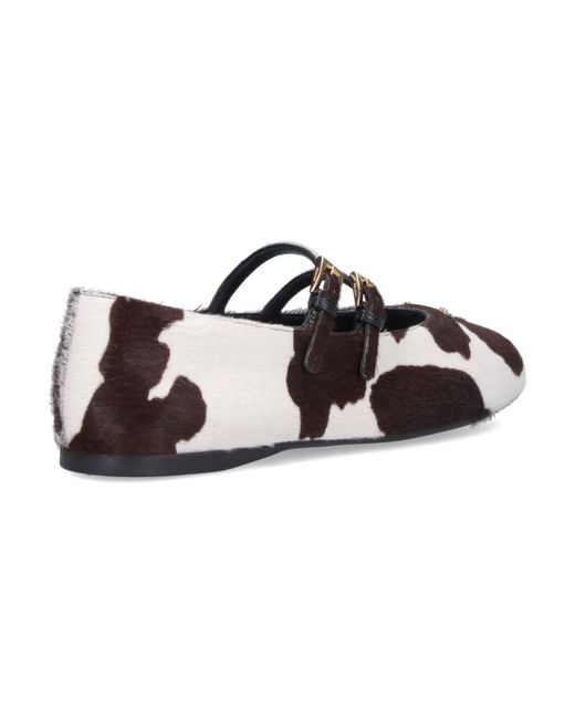 Ballerine bianche/moro con stampa animalier di Prada in White