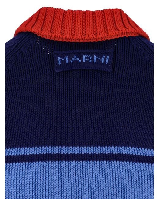 Marni Blue Crewneck Cardigan for men