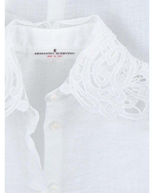 Ermanno Scervino White Lace Detail Shirt