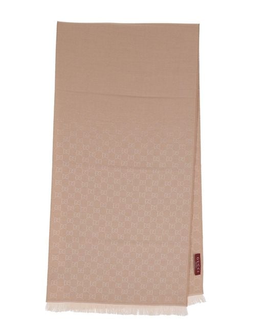 Gucci Brown 'Gg' Wool Scarf