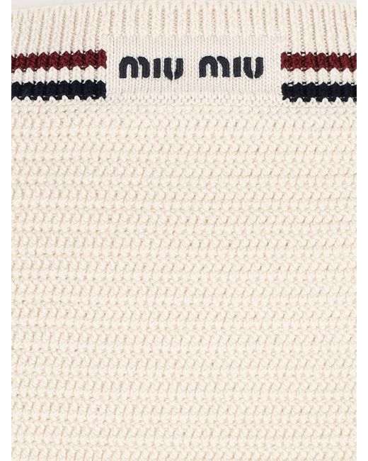 Miu Miu Natural Knitted Mini Skirt