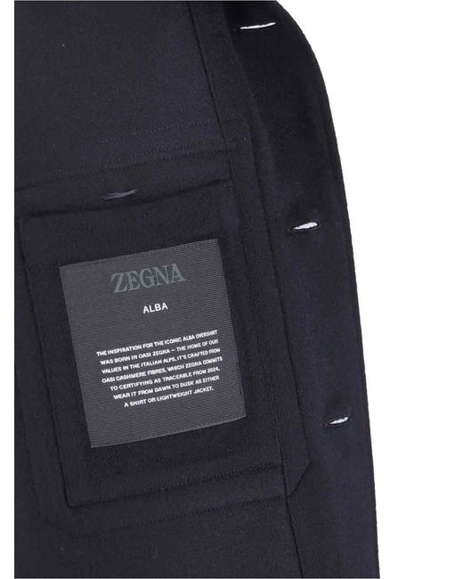 Zegna Blue Alba Cashmere Shirt Jacket for men