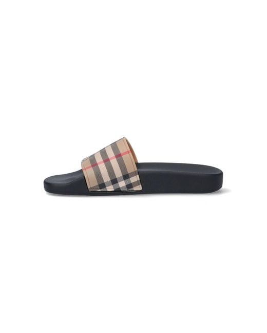 Burberry White Tartan Pattern Slide