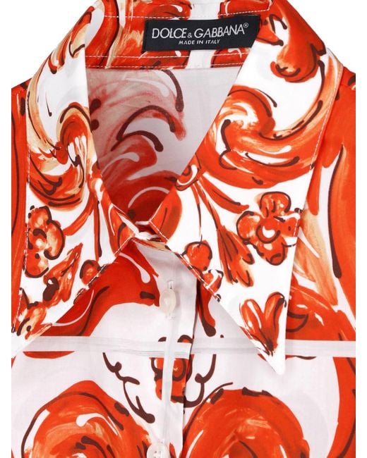 Dolce & Gabbana Red 100% Cotton Poplin Shirt
