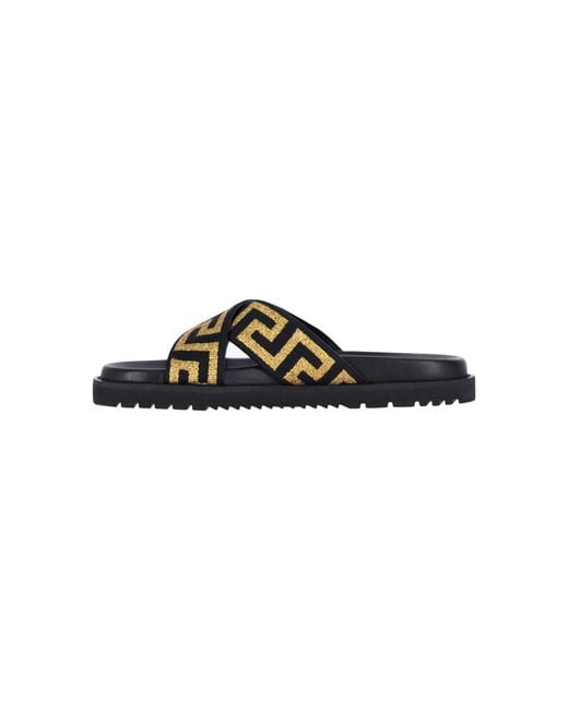 Versace Black Sandals Lamb Leather for men