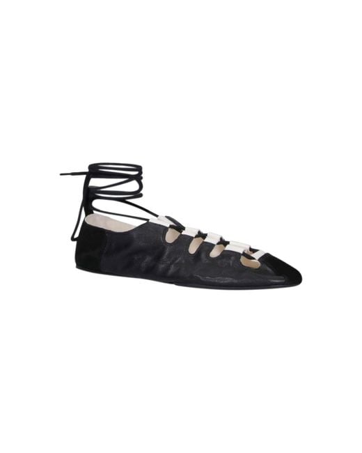 Alaïa Black Sleek Leather Flat Shoes
