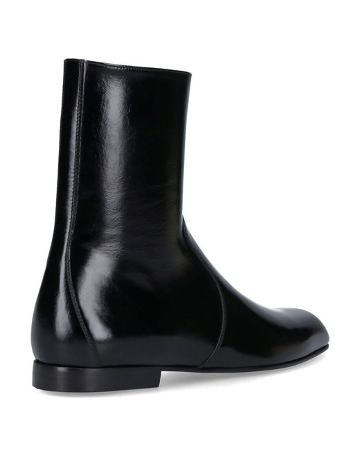 Khaite Black Sophisticated Calf Leather Ankle Boot With Hardware
