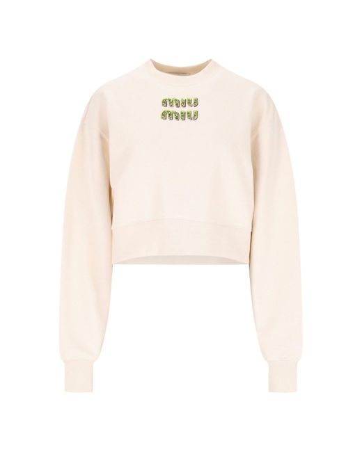 Miu Miu White Logo Crop Sweatshirt