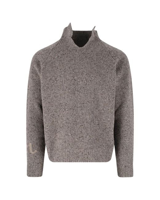 ERL Gray Wool Blend High-Neck Sweater for men