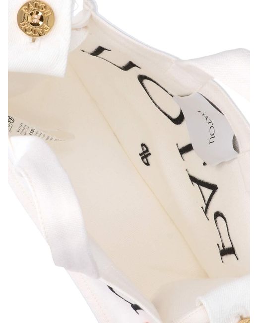 Patou White Cotton Tote Bag With Ornamental Detail