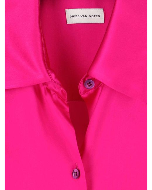 Dries Van Noten Pink Clea Loose-Fitting Silk Blouse