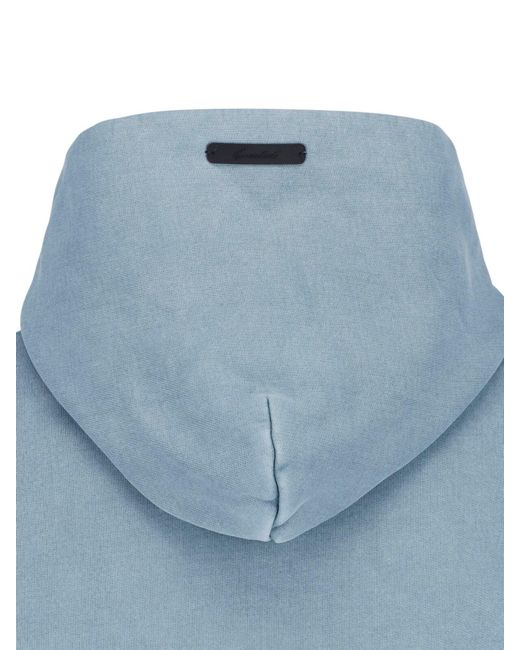 Fear Of God Blue Cropped Arched Logo Hooded Sweatshirt for men