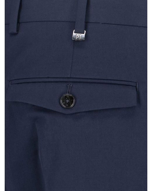 PT Torino Blue Cotton Pants for men
