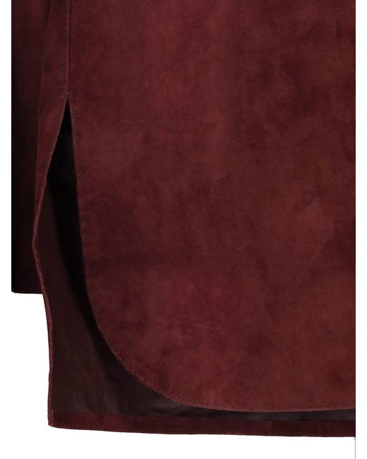 Max Mara Red Suede Shirt Jacket