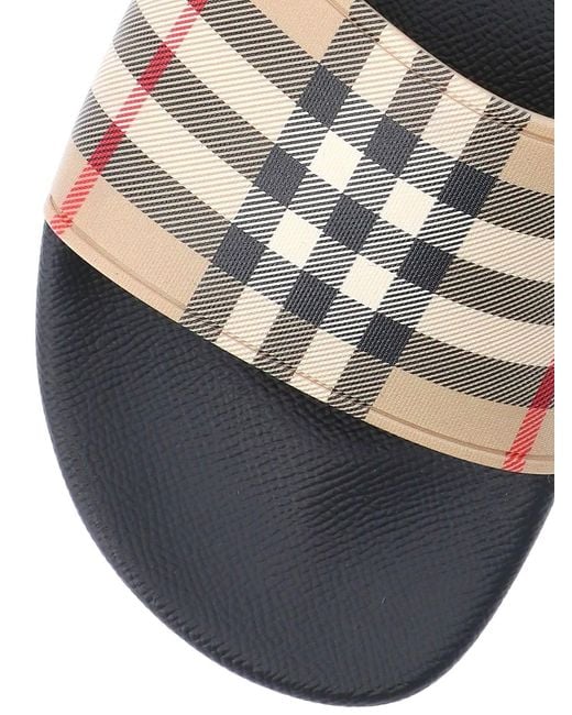 Burberry White Tartan Pattern Slide