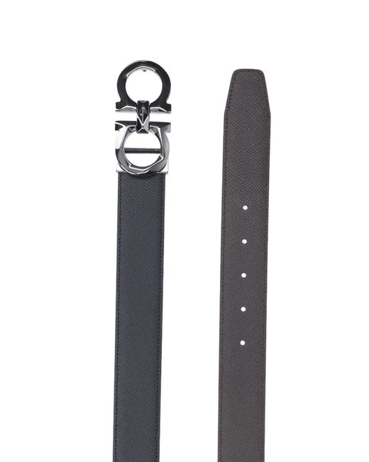 Cintura Reversibile "Gancini" di Ferragamo in Black da Uomo