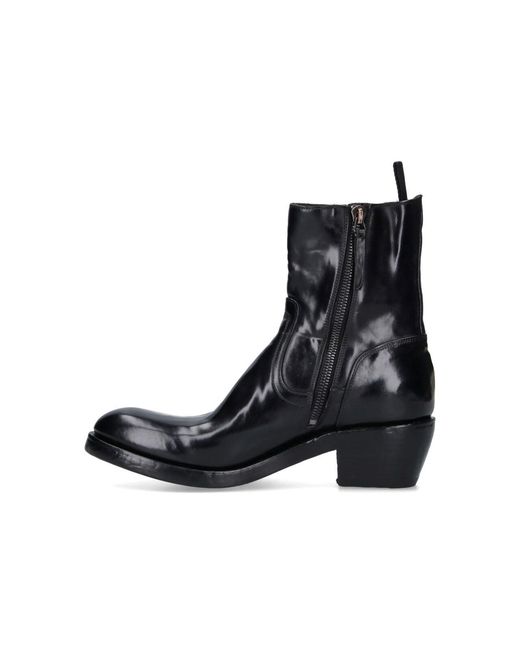 Premiata Black Calf Leather Ankle Boots With Side Zip Closure And Raised Stitching for men