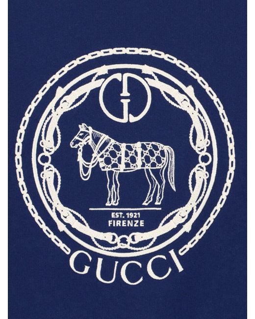 Felpa Girocollo Ricamo di Gucci in Blue da Uomo