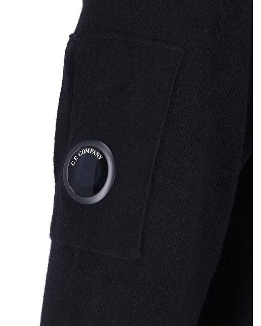 C P Company Black Wool Zip Cardigan for men