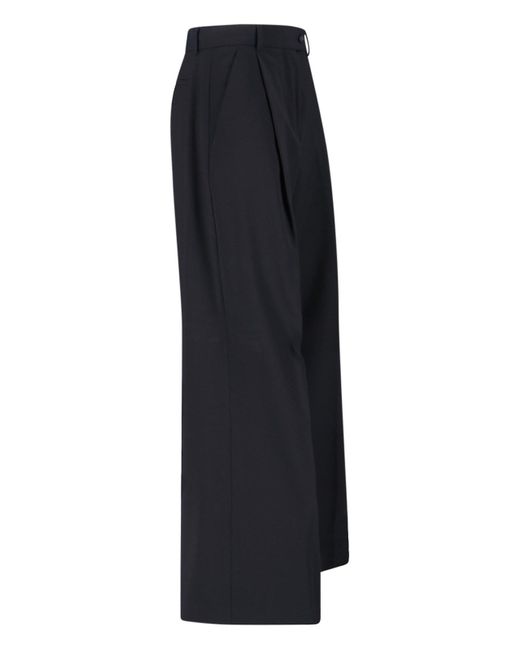 Sportmax Blue Wide-Leg Tailored Trousers With High Waist
