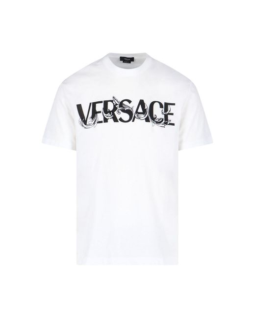Versace White Cotton Logo T-shirt for men