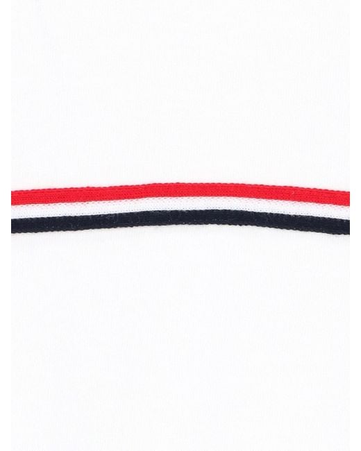 Thom Browne White Tricolor Detail T-shirt for men