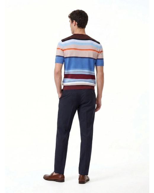 Zegna Blue Cotton-Linen Trousers With Cotton Lining for men