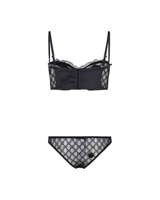 Gucci GG Embroidered Lingerie Set in Black