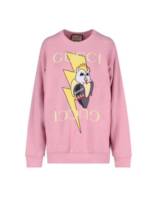 Gucci Pink Print Crew Neck Sweatshirt