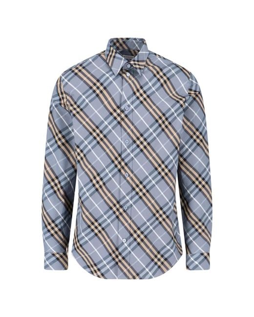 Burberry Blue Shirts Cotton for men