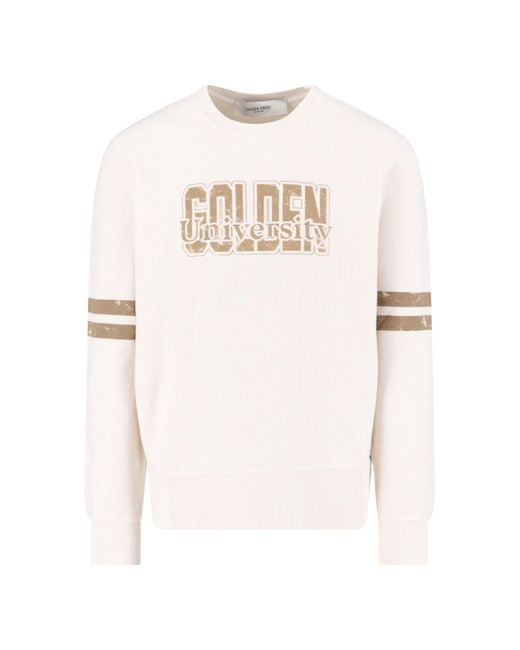 Golden Goose Deluxe Brand Natural Logo Crewneck Sweatshirt Cream for men