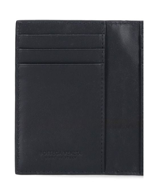 Bottega Veneta Black Woven Bi-Fold Card Holder for men