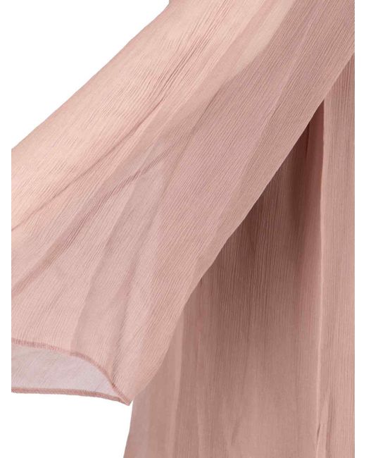 Staud Pink Asymmetrical Mini Chiffon Dress With Front Cut-Out