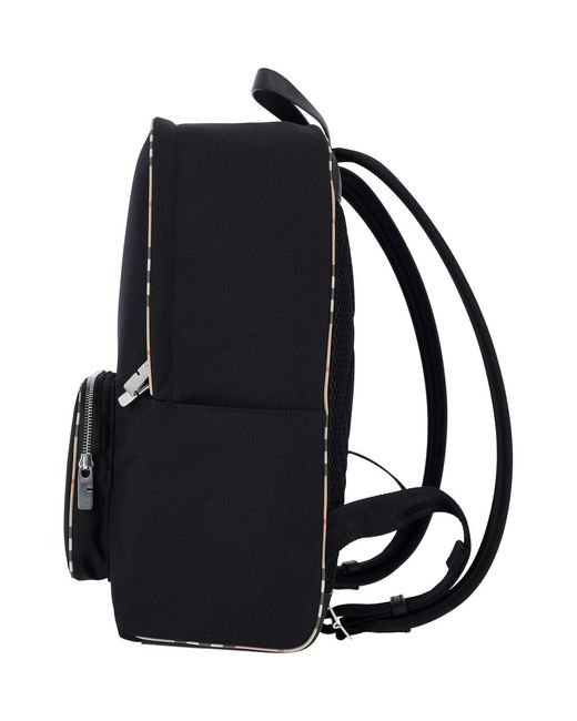 Burberry Blue Backpack With Check Finishes for men