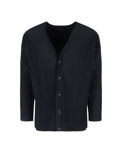 HOMME PLISSÉ Black Pleated Cardigan for men
