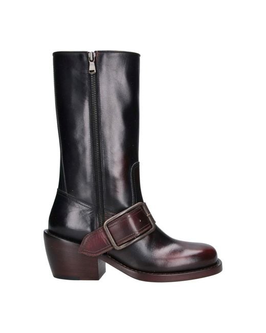 Dries Van Noten Black Leather Ankle Boots