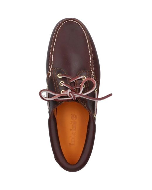 Timberland Brown Authentic 3-Eye Lug Handsewn Boat Shoe For for men