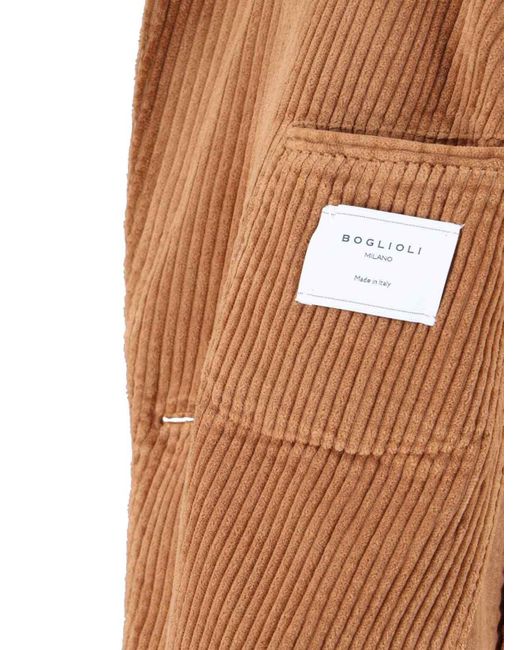 Blazer In Velluto A Coste di Boglioli in Brown da Uomo