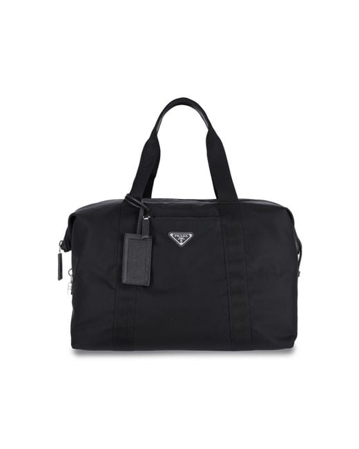 Prada Black Logo Travel Bag for men