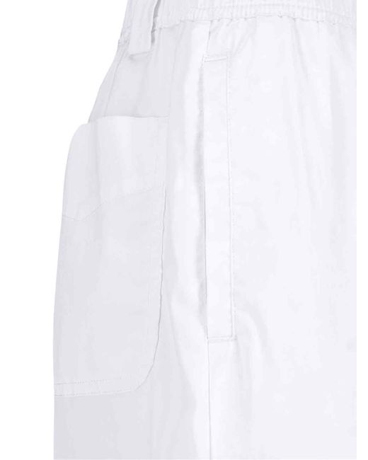 Aspesi White Wide Cotton Blend Trousers