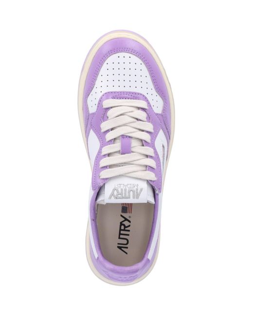 Autry Purple And Lilac Two-Tone Leather Medalist Low Sneakers