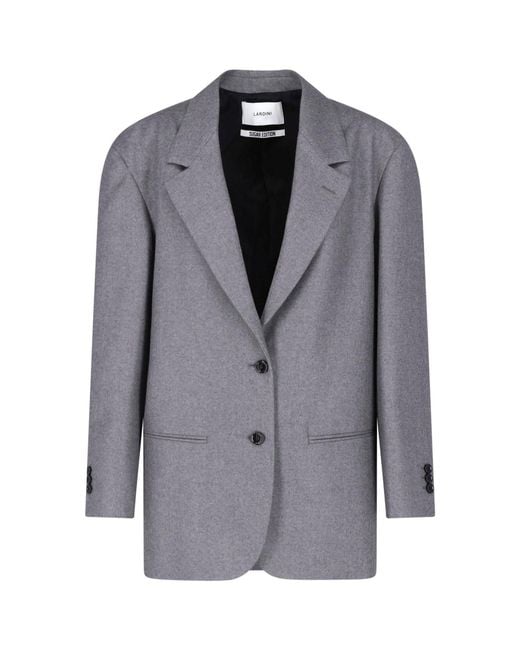 Lardini Gray Single-Breasted Cashmere Blazer
