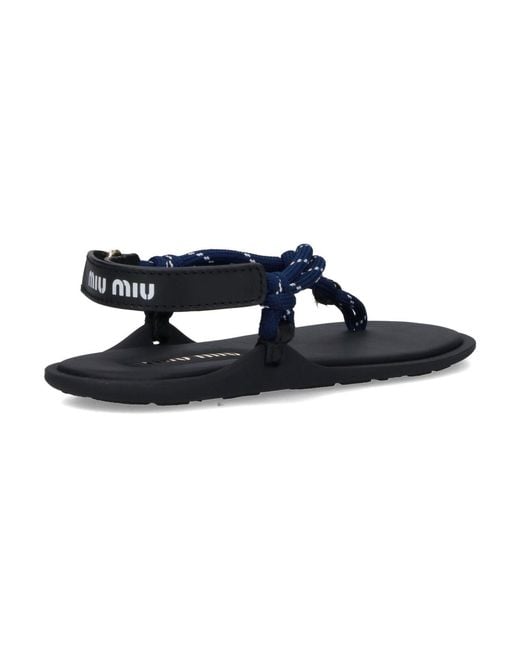 Miu Miu Blue Thong Sandals "Rivière"