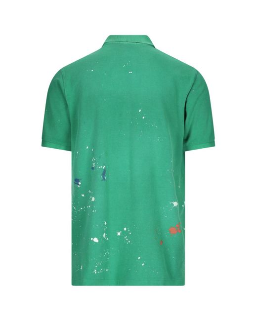 Polo Ralph Lauren Green Pony Motif Paint Splatter Polo Shirt for men