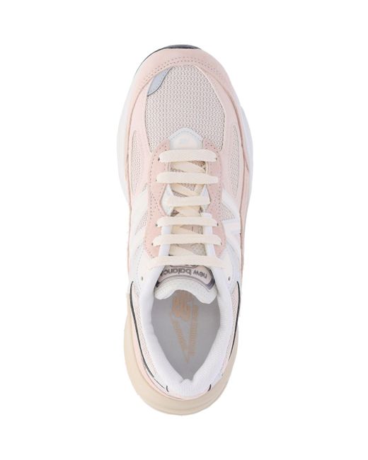 New Balance White Pigskin & Mesh Sneakers