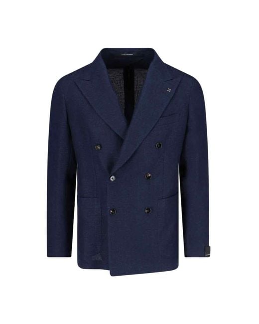 Tagliatore Blue Double-Breasted Blazer for men