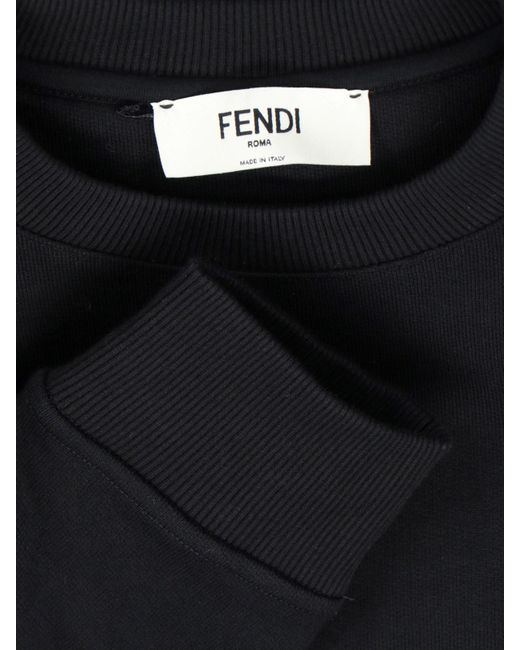 Fendi Blue Logo Crop Sweatshirt