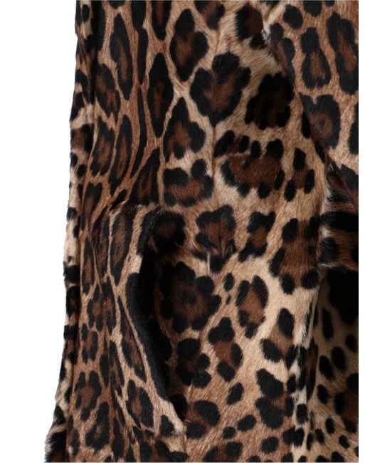 Dolce & Gabbana Natural Double-Breasted Goat Leather Coat